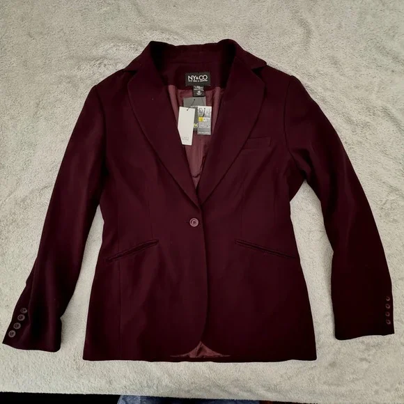 New York & Company Burgundy Blazer – Size 12 – NWT - Picture 6 of 12